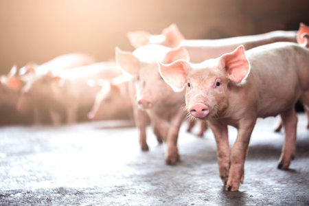 pig farming industry fattening pigs for consumption of meat , Pork is the food of the world's population.の写真素材