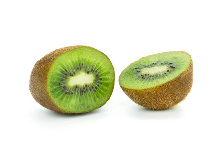 Fresh kiwi fruit with isolated on white background.の写真素材