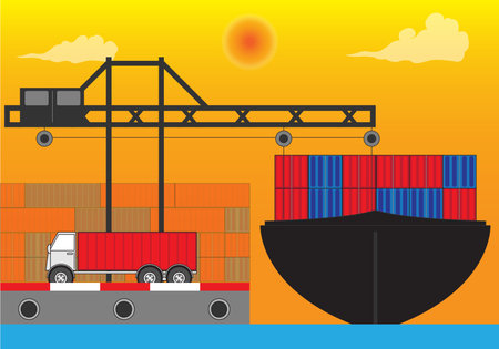 International port for industry transportationのイラスト素材