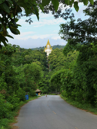 The white buddha statue in Nakhonnayok province, Thailandの写真素材