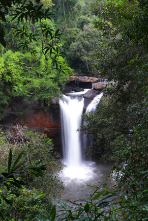 Haew suwat waterfall, Khao yai national park, Thailandの写真素材