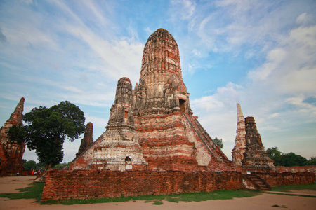 Watchaiwatthanaram, Buddha statue, historical park in Ayutthaya, Thailandの写真素材