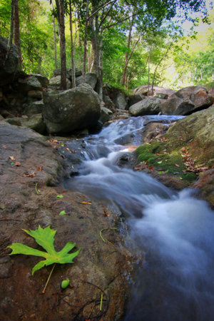 Flowing water in Namtok Huai Yang National Park, Prachuapkhirikhan province, Thailandの写真素材