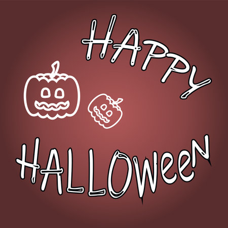 Happy Halloween and pumpkin symbol, Lettering. Vector illustration isolated on gradient backgroundのイラスト素材