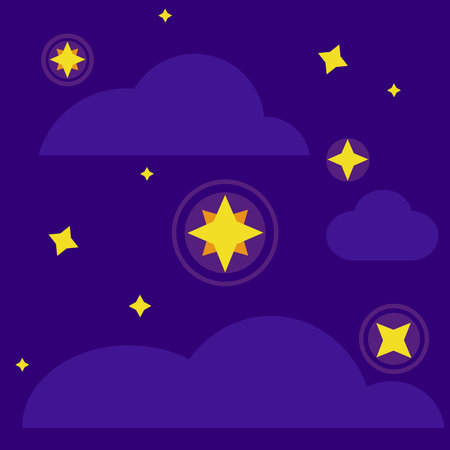 Night sky with clouds and glowing stars.のイラスト素材