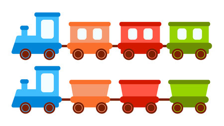 Set of cute toy train locomotive for kid, engineのイラスト素材