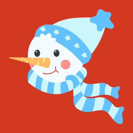 Cute snowman with a hat and scarfのイラスト素材