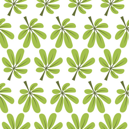 Tropical Palm green tree leaves Seamless pattern. Jungle Plants repeat Vector Pattern isolated on White Background. Summer background for textile, paper and fabric printのイラスト素材