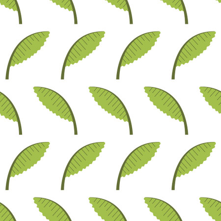 Tropical Palm green tree leaves Seamless pattern. Jungle Plants repeat Vector Pattern isolated on White Background. Summer background for textile, paper and fabric printのイラスト素材