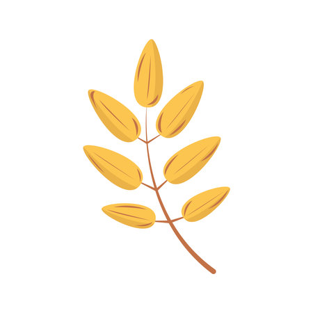 Branch with yellow autumn leaves. Flat vector illustration isolated on white backgroundのイラスト素材