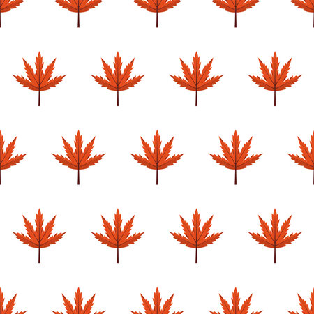 Autumn maple leaf seamless pattern. Red foliage is a symbol of fall. Flat vector repeating background isolated on whiteのイラスト素材