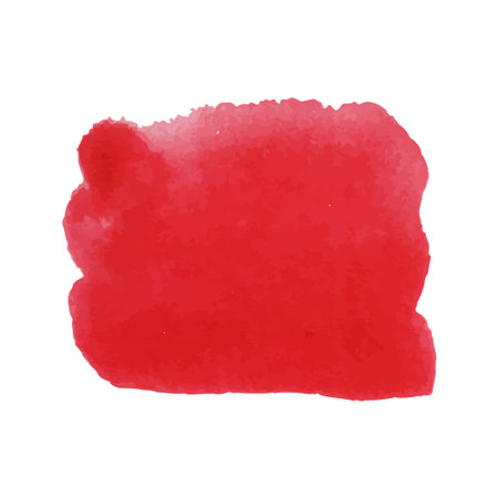 Red paint watercolor acrylic hand painted backdrop stain for print, web design and banners. Realistic vector artistic texture on isolated backgroundのイラスト素材