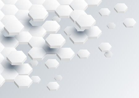 Hexagonal geometric tridimension abstract background with space, creative minimal design. Vector illustration concept for chemical compounds, chemistry, medicine, science, technology and for futuristic business presentation.のイラスト素材