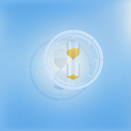 Hourglass icon  on blue background, sand clock, sandglass timer icon.  Vector illustration for...