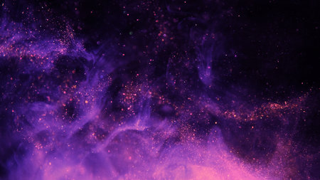 Blue and Red Ink mixing together over a pure black background.の写真素材