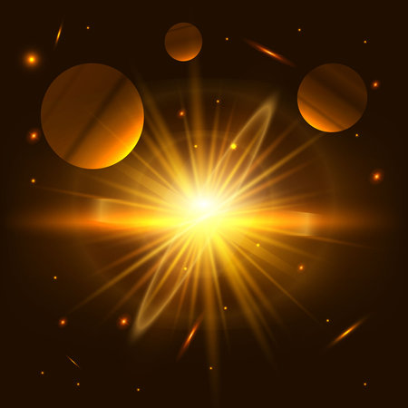 Glow light effect. Star burst with sparkles.のイラスト素材
