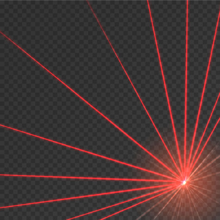 Abstract red laser beam. Transparent isolated on black background.のイラスト素材