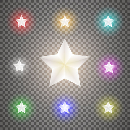 Star set on transparent background.Vector illustration.のイラスト素材