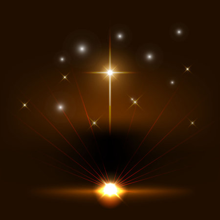 Christian religious design for Easter celebration, Christmas. Shining Cross. Vector illustration.のイラスト素材
