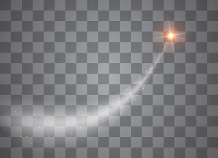 Light glow effect stars bursts with sparkles isolated on transparent background. Vector illustration.のイラスト素材