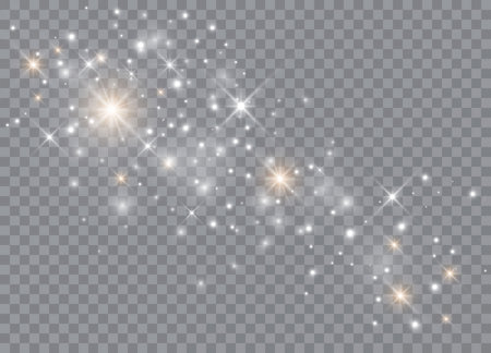 Sparks glitter special light effect. Vector sparkles on transparent background. Christmas abstract pattern. Sparkling magic dust particlesのイラスト素材