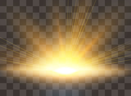 Sunrise, dawn. Vector transparent sunlight. Special lens flare light effect.のイラスト素材