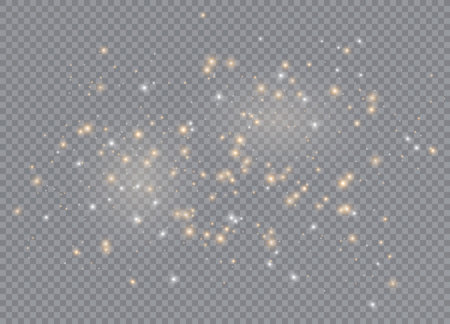 Light glow effect stars. Vector sparkles on transparent background. Christmas abstract pattern. Sparkling magic dust particles.のイラスト素材