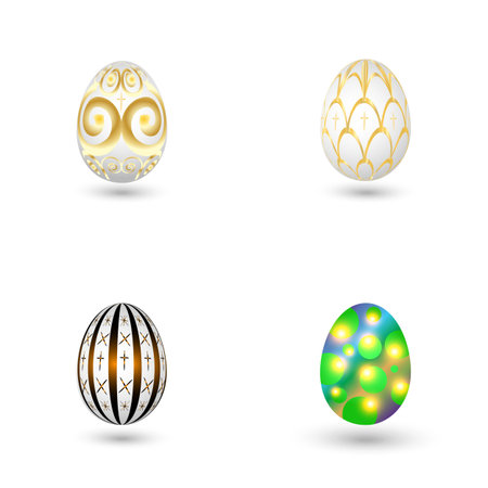 Set of Easter eggs with a pattern on a white background. Vector illustration.のイラスト素材