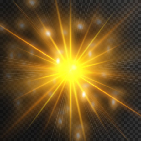 Glow light effect, explosion, glitter, spark, sun flash. Vector illustration.のイラスト素材