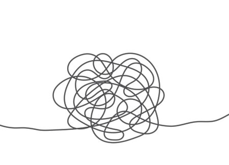 Abstract tangled texture. Random chaotic lines. Hand drawn object from the beginning and the end. Vector illustration.のイラスト素材