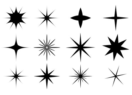 Star icon on white background. Set of bright stars for Christmas, New Year. Vector illustration.のイラスト素材