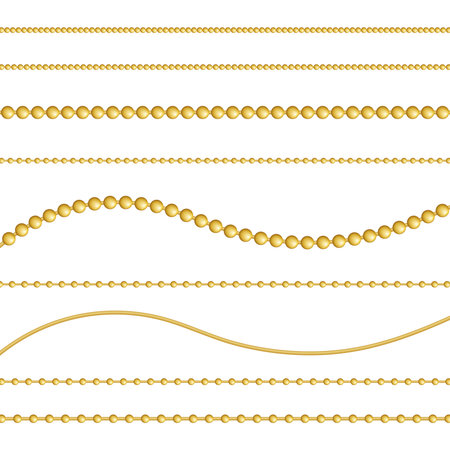 Gold chain, isolated on white background. Vector illustration.のイラスト素材