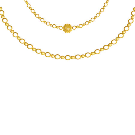 Golden chain with pendant, isolated on white background. Vector illustration.のイラスト素材