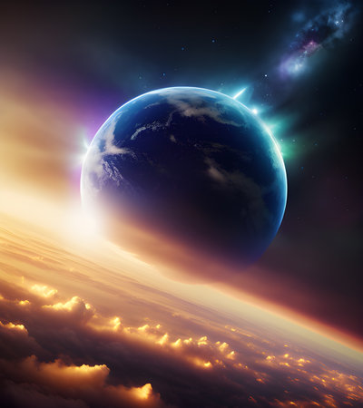 Abstract planet and space background.の素材