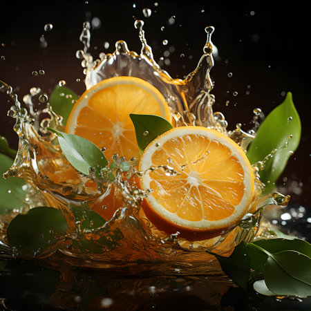 Orange and water splash.の素材