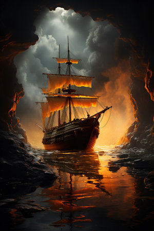 Mystical pirate ship.の素材