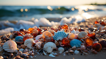 Shells on the beach.の素材