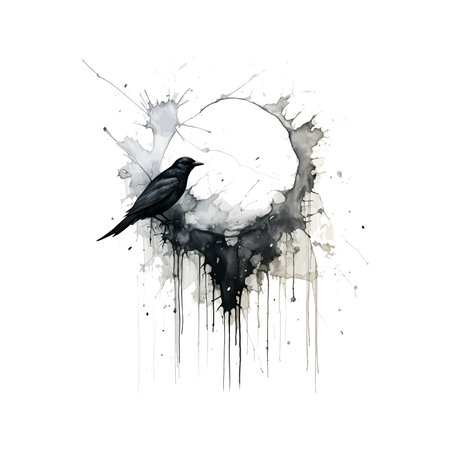 A splash of black and white fluid. Illustration of a bird. Vector illustration.のイラスト素材