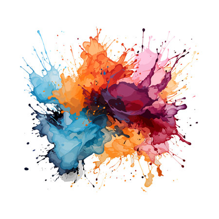 Beautiful Vector Watercolor Illustration. Aquarelle Explosion on white background.のイラスト素材