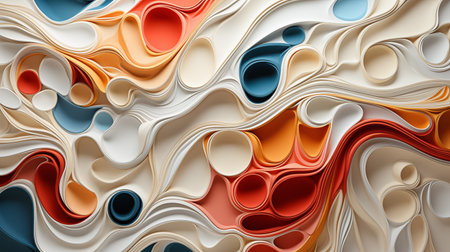 3d render, abstract background with colorful curvy lines, wavesの素材