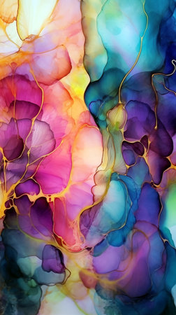 Alcohol ink abstract background. Close-up of the painting.の素材