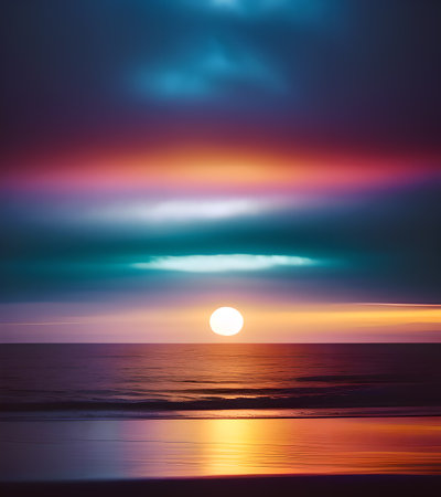 Beautiful sunset over the sea. Colorful sunset over the sea.の素材