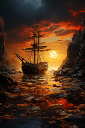 Mystical pirate ship.の素材