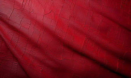 Red crumpled fabric as a background. Texture. Close-up.の素材