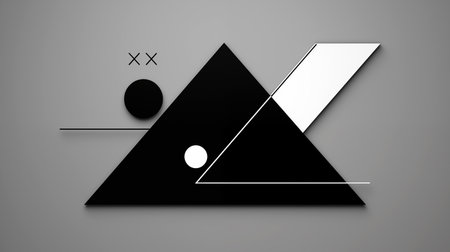 Minimal geometric background. Abstract shapes in black and white colors.の素材