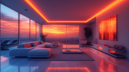 Modern bright interiors. 3d rendered illustration. Living roomの素材