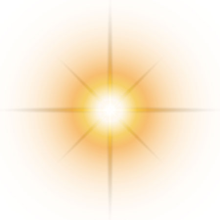Abstract sun with lens flare on white background. Vector illustration for your designのイラスト素材