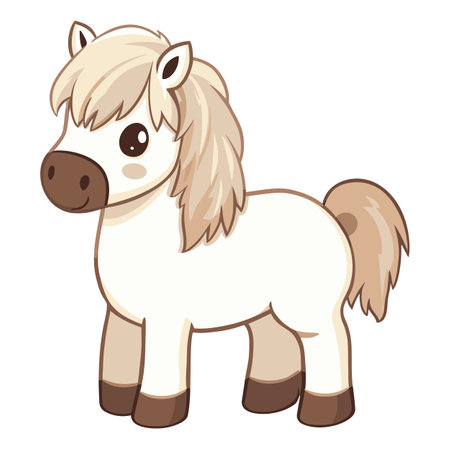 Adorable White Pony Cartoon Sketchのイラスト素材