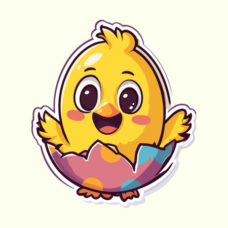 Excited Chick Opening Egg Shell Wingsのイラスト素材