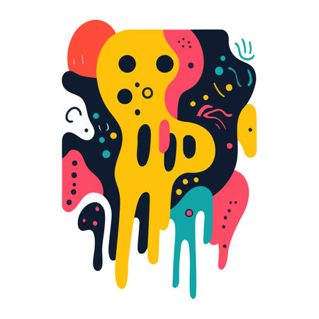 Playful Abstract Monster With Dripping Colorsのイラスト素材